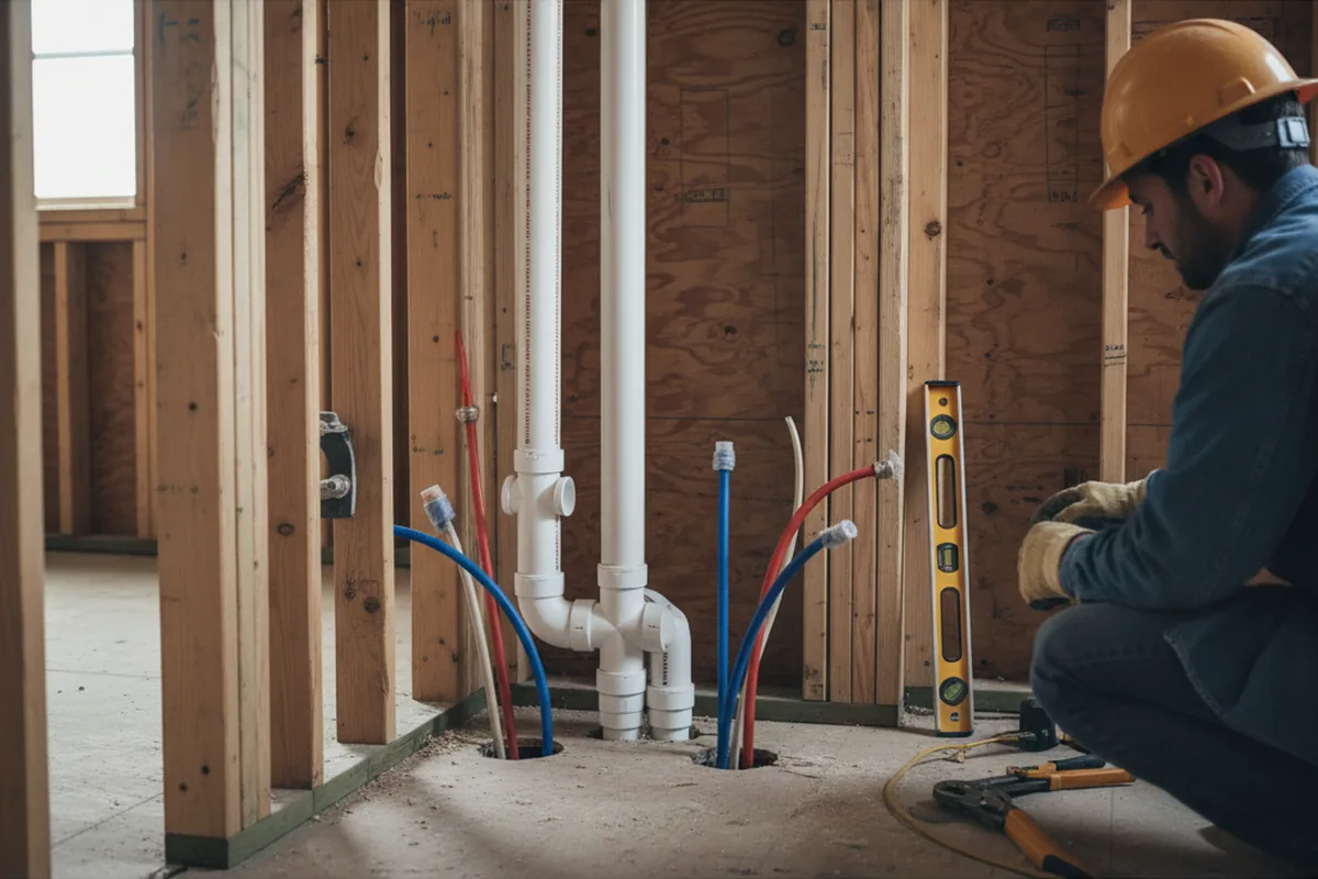 Drain and supply rough-in during Drain Cleaning in Brandon
